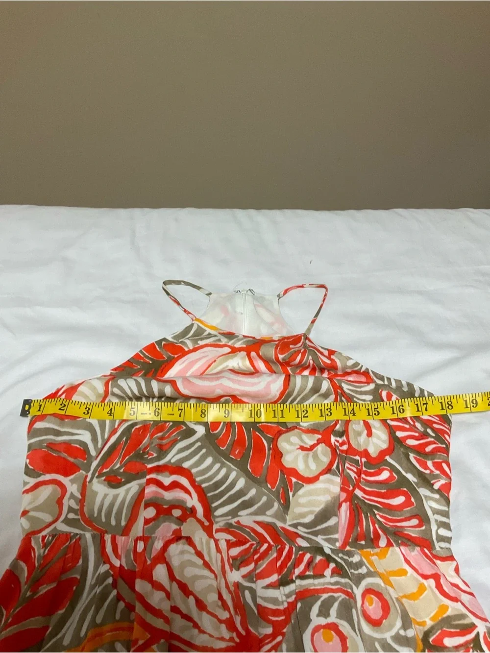 Ann Taylor Loft Tropical Floral Halter Maxi Dress Coral Orange Size 8